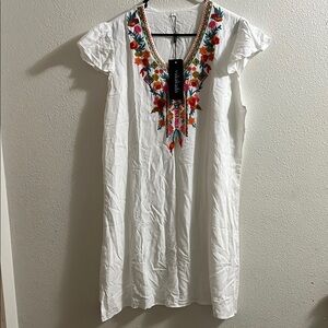 Embroidered White Dress